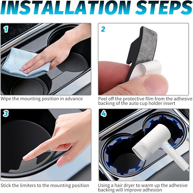 6PCS Upgraded Silicone Car Cup Holder Insert with Arc Leaf Design,Soft Cupholder Insert for Car to Reduce Cup Sliding & Shaking,Large Adhesive Backing Cups Holder Inserts for Cars