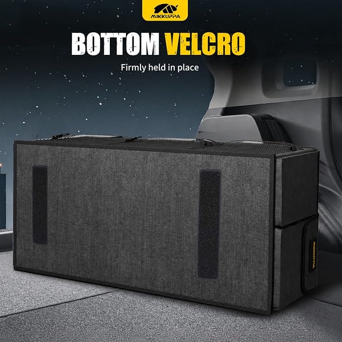 MIKKUPPA Car Trunk Organizer - 95L Collapsible Trunk Organizer with Lid, Sturdy Car Storage for SUV Auto Truck Van with Adjustable Straps and Non Slip Bottom (Gray, XX-Large)