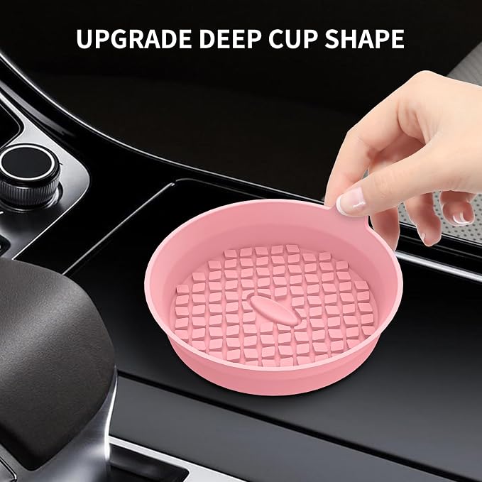 ME.FAN Car Cup Holder Coasters [4 Pack] Silicone Cups Mats, Automotive Universal Non-Slip Recessed Interior Accessories Pink