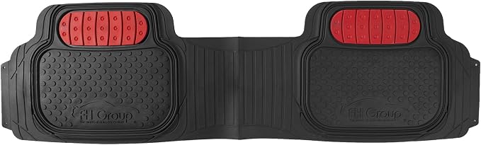 FH Group Car Floor Mats - Heavy-Duty Rubber Floor Mats for Cars, Universal Fit Full Set, Trimmable Automotive Floor Mats, Climaproof Floor Mats for Most Sedan, SUV, Truck Floor Mats Red