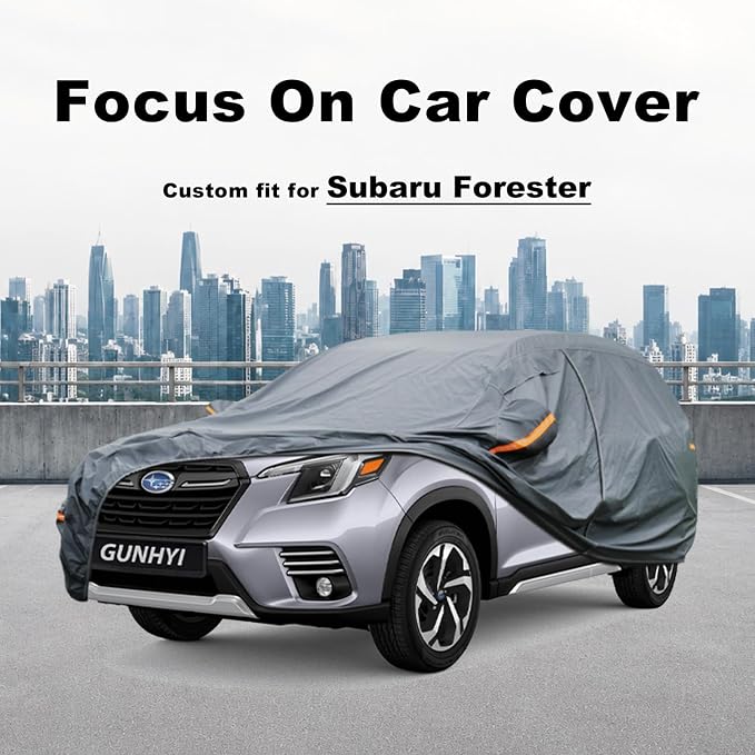 GUNHYI Premium Car Cover Custom Fit Subaru Forester, 16 Layers Heavy Duty Car Cover Waterproof All Weather with Zipper Door for Sun Rain Snow Dust Uv Protection