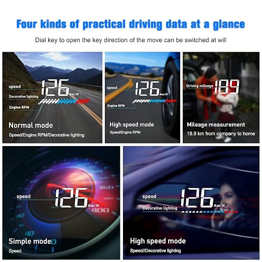 Heads up Display for Cars Car HUD M7, Digital Speedometer for Car OBD/GPS Smart Gauge, Driving Speed, Engine RPM, Voltage, Water Temperature, Etc.., Speedometer for Car Works Great for All Cars