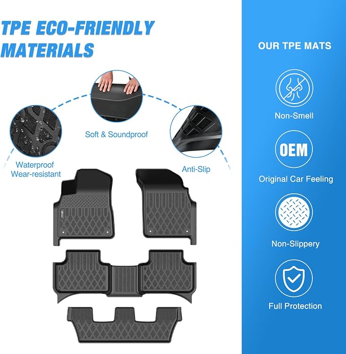 Nilight TPE Floor Mats for Audi Q7 SQ7 2017-2026,Audi Q8 2019 2020 2021 2022 2023 2024 2025 2026 All Weather Custom Fit Heavy Duty Floor Liners