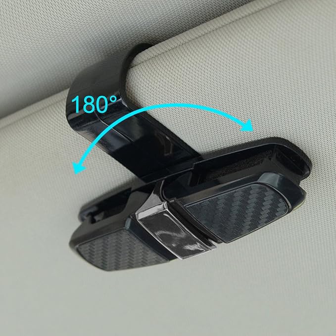 FineGood 2 Pack Glasses Holders for Car Sun Visor, Sunglasses Eyeglasses Mount with Ticket Card Clip - Black
