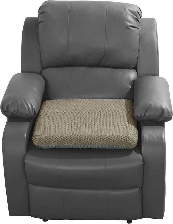 HOMBYS Tufted Furry Recliner Seat Cushion for Elderly Foam Curved Edge Large Square Seat Cushion for Recliner Chair, Floor Pillow, Office Chair, Car, No Pressure on Thighs(Coffee)