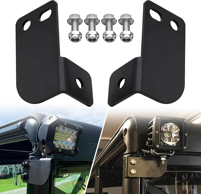 Rear Roof Roll Backup Light Bar Brackets - Pro-fit Cage Bar Reverse LED Light Pod Mounting Fit for 2013-2021 Polaris Ranger Full Size