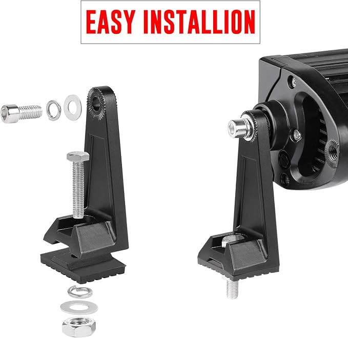 Light Bar Mounting Brackets, Side Mount Bracket Kit for Dual/Triple/Quad Row Straight or Curved LED Light Bar from 6 inch up to 52 inch Universal for Truck ATV UTV Off Road - 2 Pack