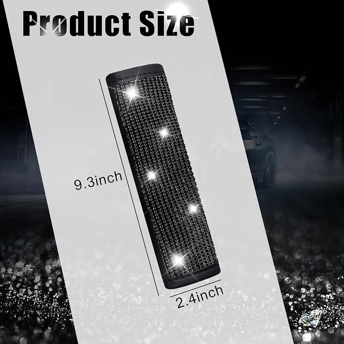 JDDRY 4-Pack Bling Seat Belt Covers,Bling Seat Belt Covers for Womens,Car Seat Belt Strap Cover Shoulder Pad,Universal Car Interior Accessories Fit for Car/Truck/SUV(Black,4PC)