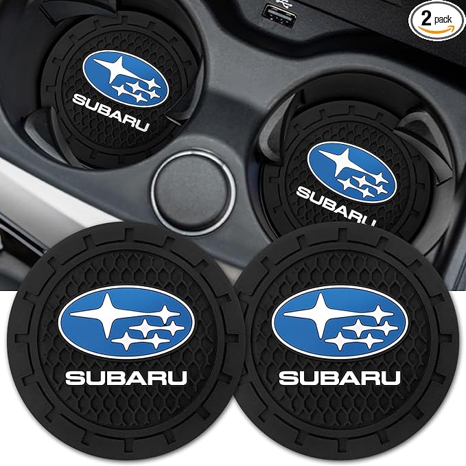 Black Silicone Car Coasters for Subaru Series Non-Slip Car Cup Holder Coasters,Car Interior Accessory for Car Cup Holder 2Pcs 2.75 Inch