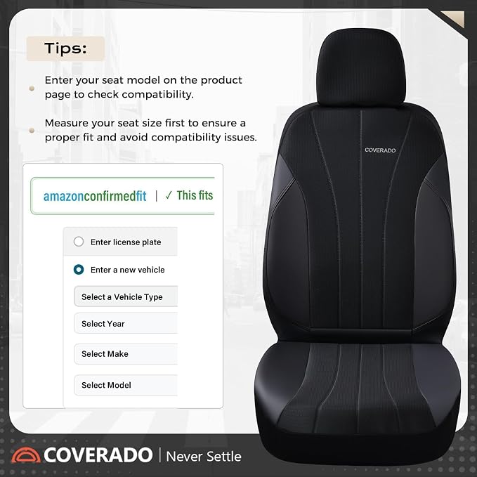 Coverado Car Seat Covers Front Seats, 2 Pack Waterproof Leather Front Seat Covers, Universal Fit for Cars SUVs Sedans,Black Brown