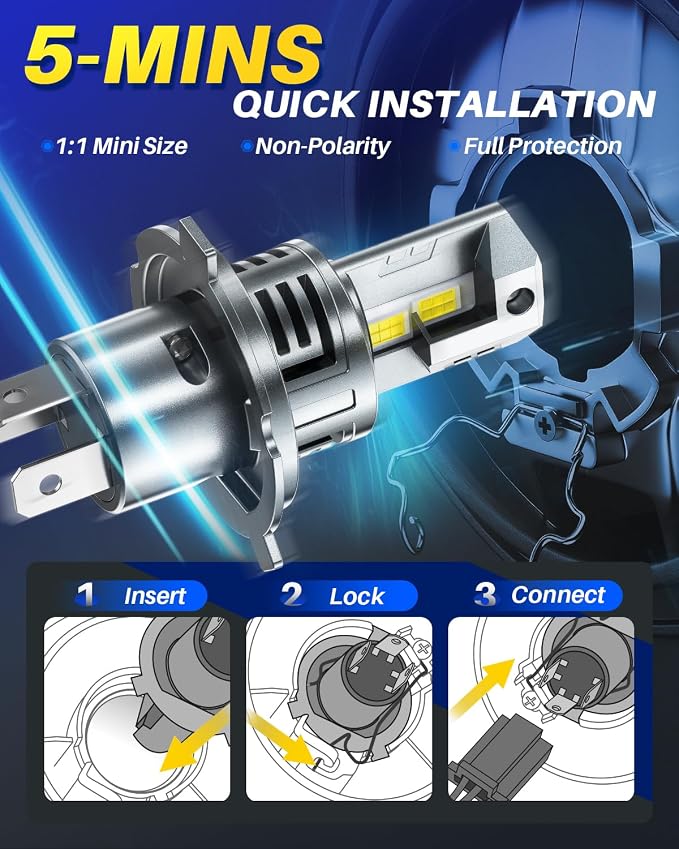 AUTOONE H4/HB2/9003 LED Bulb Hi Lo, 80000LM, 1:1 Size 99% Compatibility, 2 PCS