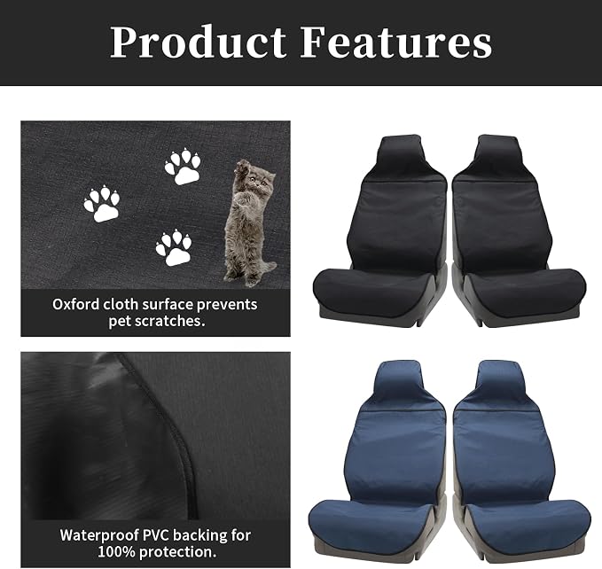 Waterproof Car Seat Cover Automotive Seat Covers for Cars Trucks and SUVs Car Seat Cover Protector Front Seats Black-2