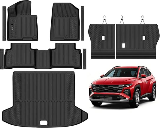 Naibeve Floor Mats for 2022-2026 Hyundai Tucson Gas (Not for PHEV/Hybrid) | All Weather Custom Fit Floor Mats, Cargo Mat, Backrest Mats, Door Sill Guards, Interior Protector accessories
