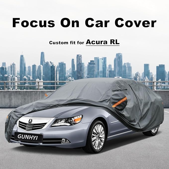GUNHYI Premium Car Cover Custom Fit Acura RL, 16 Layers Heavy Duty Car Cover Waterproof All Weather with Zipper Door for Sun Rain Snow Dust Uv Protection
