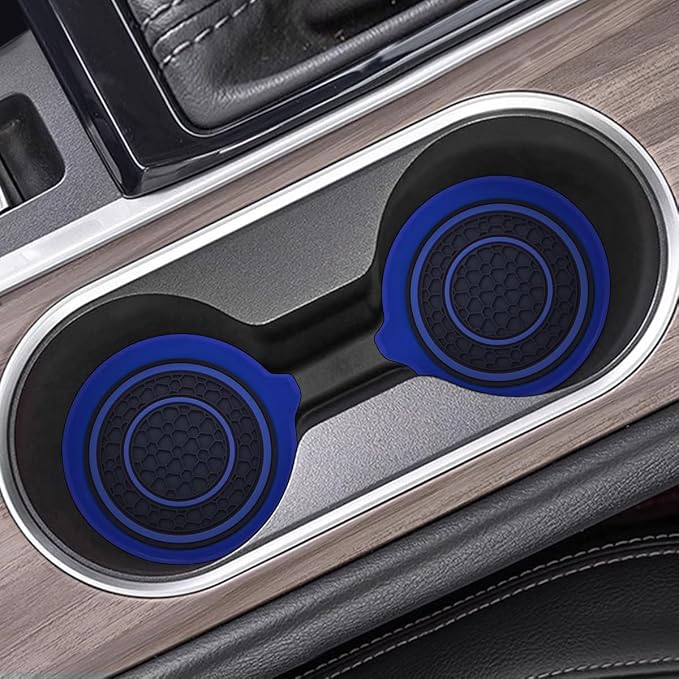 Mandark Car Cup Holder Coaster, 2.75 Inch Non-Slip Vehicle Cup Holder Insert Mats, Dustproof Automotive Interior Console Cup Insulated Pads Accessories, Universal for SUV, Sedan, Truck (Blue)