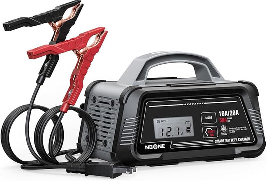 NOONE 10A/20A Smart Battery Charger - 12V/24V Fully Automatic Maintainer | with 50A Engine Start, Winter Mode, and Auto Repair - Car Trickle Charger for AGM, Gel, Deep Cycle & LiFePO4 Batteries