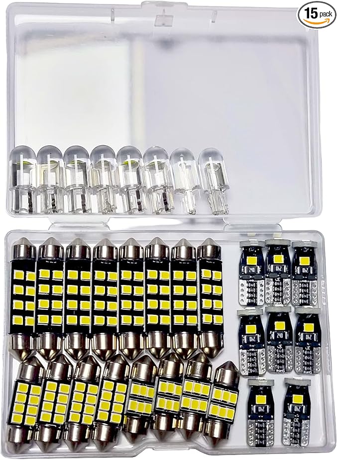 Dome Trunk Door LED Light Kit, White, 12V | Compatible with Car Interior, T10 28mm 31mm 42mm Bulbs, Package Set, Canbus Error Free