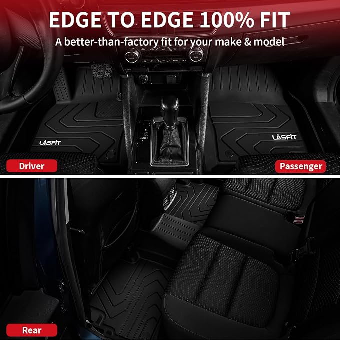 LASFIT Floor Mats Fit for Mazda CX5 2025 2024 2023 2022 2021 2020 2019 2018 2017 Custom Fit TPE All Weather Floor Liners 1st & 2nd Row Car Mats for Mazda CX-5, Black