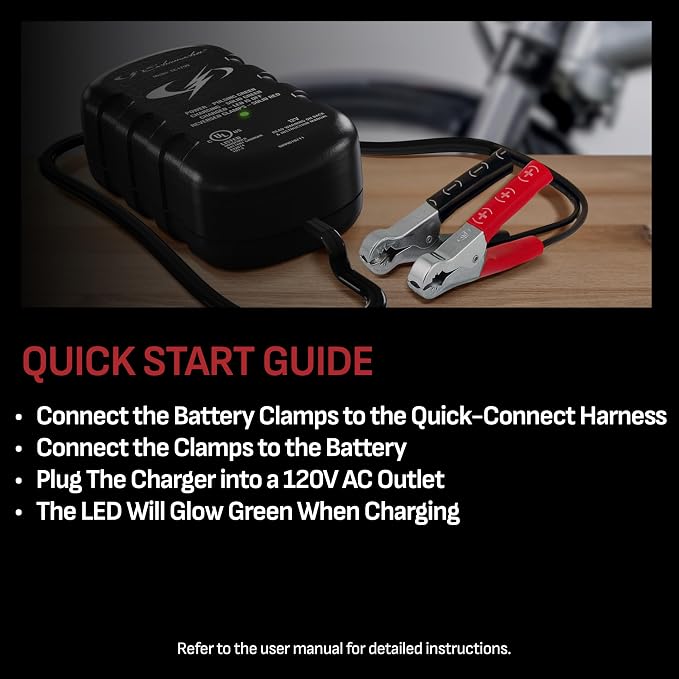 Schumacher Electric 0.8A Car Battery Charger and Maintainer, 2-in-1 Solution, for 12V Power Sport, Automotive, and Marine Batteries, SC1299