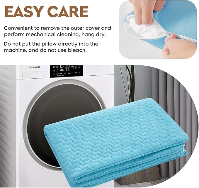 Small Shredded Memory Foam Pillow, Camping Pillow Travel Pillow - Compressible Medium Firm, Breathable Cover, Ideal Backpacking Hiking, Airplane and Car (Sky Blue, S)