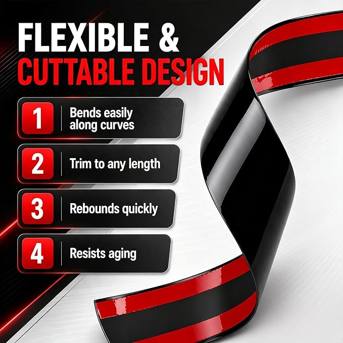 Pangda Glossy Black Body Side Molding Trim 1 Inch Wide Universal Car Bumper Door Edge Protector 20 Feet Self Adhesive Automotive Guard for Trucks Suvs Marine Crafts and DIY Home Furniture