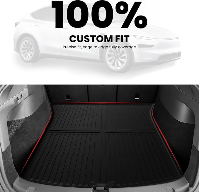 LASFIT 4PCS Front, Rear Trunk Mat & Cargo Mat for Tesla Model Y Juniper 2025 2026, Custom Fit TPE All Weather Cargo Liners Accessories (Not Fit Standard Range)