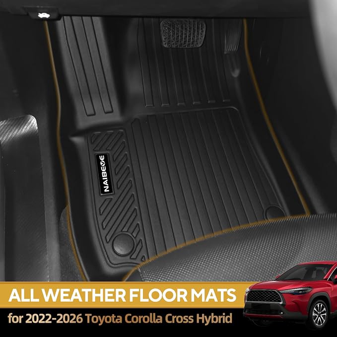 Naibeve Floor Mats for 2022-2026 Toyota Corolla Cross Hybrid | All Weather Custom Fit Floor Mats, Cargo Mat, Backrest Mats, (Not for Gas) Interior Protector accessories