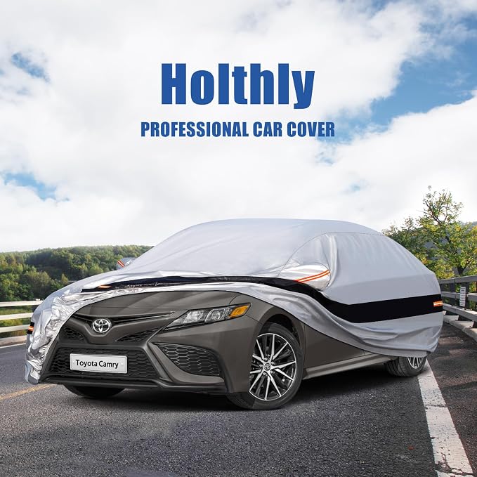 10 Layers Car Cover Custom Fit for Toyota Camry (1996-2024) Waterproof All Weather for Automobiles, Outdoor Full Cover Rain Sun UV Protection.Silver