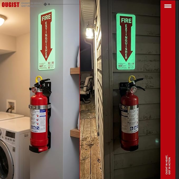 Ougist ABC Fire Extinguisher for Home, FF1KG, 2.5lb with Wall Mount Kit | Dry Chemical Agent for Small Household, Kitchen and Garage Fires with Quick-Release Handle for Easier Emergency Use