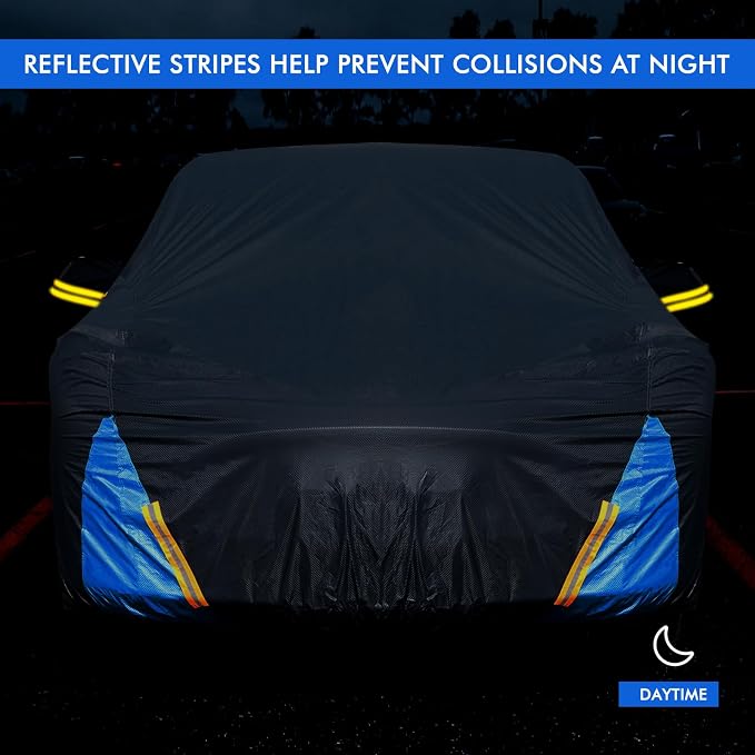 Car Cover Waterproof All Weather, 6 Layers Outdoor Full Exterior Cover Rain Sun UV Snowproof Protection with Zipper Cotton, Mirror Pocket for Dodge Ram