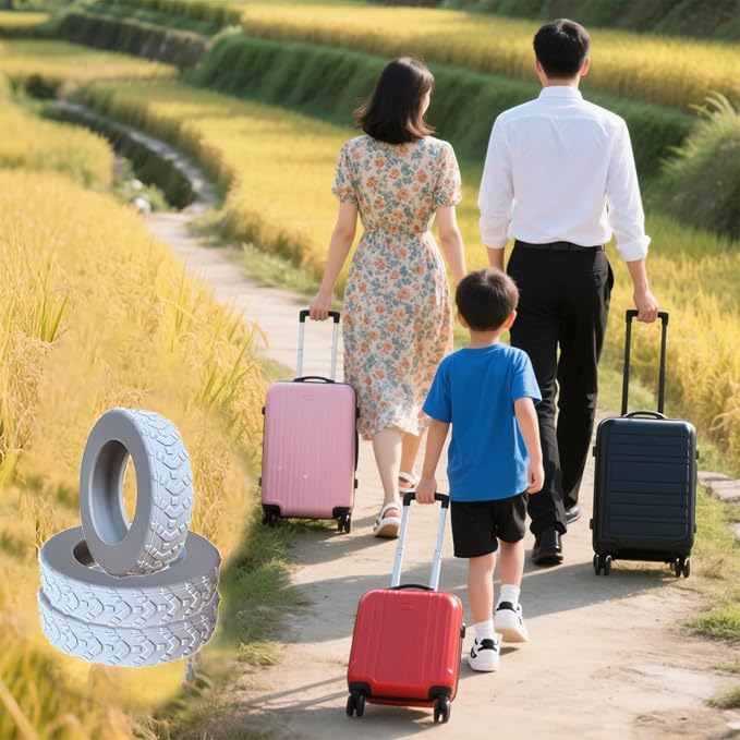 8 Pcs Luggage Wheel Covers, Anti-Noise, Fits 2-2.4" suitcase wheel, Grey | suitcase wheel covers, Widened & Thickened Silicone, Anti-Noise & Scratch-Proof, Fits 2-2.4" Carry-On Luggage Wheels