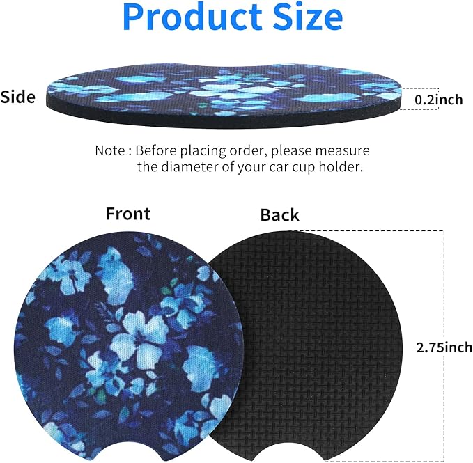 tifanso 2PCS Orchid Non-Slip Car Cup Holder Coasters for Women | Universal Fit for Standard Cup Holders, Easy to Clean & Remove, Adorable Floral Decor, Ideal Gift for Girls & Car Lovers