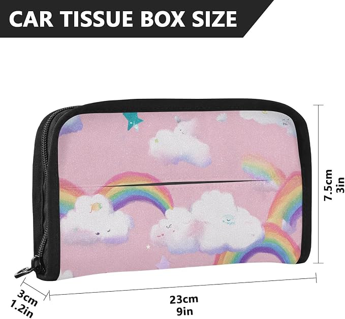 Pink Stars Rainbows Car Tissue Holder Durable Napkin Holder Hanging Tissue Holders Case Car Tissues Bag for Sun Visor Seat Back Universal Auto