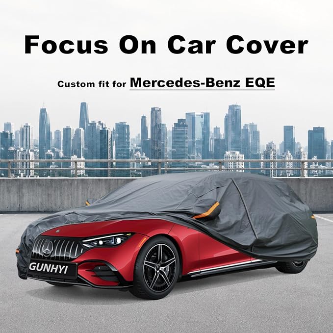 GUNHYI Premium Car Cover Custom Fit Mercedes-Benz EQE, 16 Layers Heavy Duty Car Cover Waterproof All Weather with Zipper Door for Sun Rain Snow Dust Uv Protection