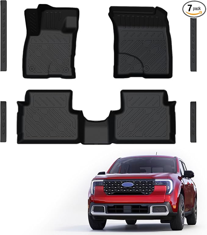 Mabett Floor Mats with Door Sill Protectors for Ford Maverick Gasoline Accessories 2026 2025 2024 2023 2022, All-Weather TPE Liner Mat Custom Fit Maverick Gasoline Model(NOT fit Hybrid)