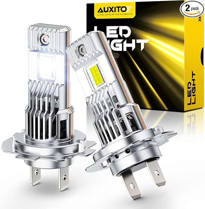 AUXITO H7 Bulb - 1000% Brightness Real 1:1 Halogen Mini Size, 6500K White Illumination for Automotive H7 Fog Lights, Plug N Play, Pack of 2