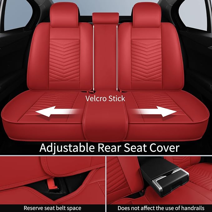 HChengkikz Car Seat Cover, Waterproof Faux Leather (Red) | Easy Maintenance, Airbag Compatible, Universal Fit For Most SUVs Trucks Pick-ups Sedans