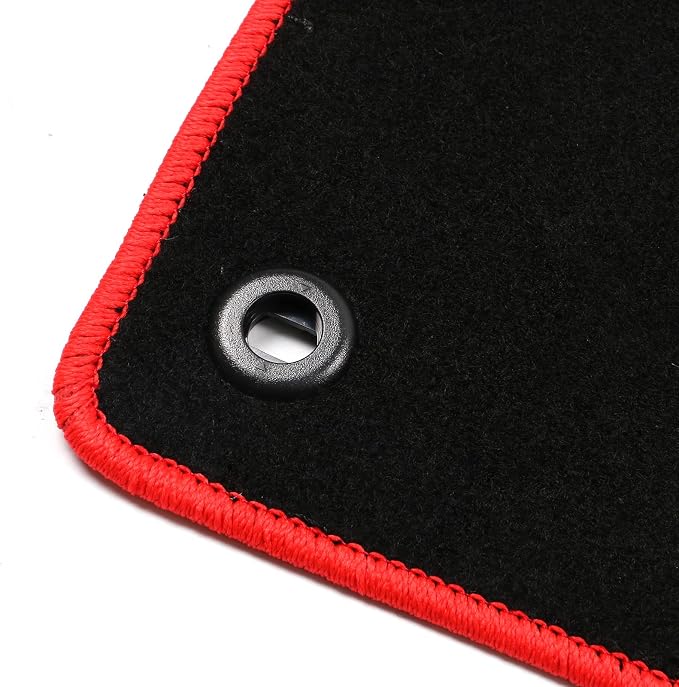 Fit 2016-2021 Honda Civic Black with Red Edge and FC Logo Floor Mat | IKON MOTORSPORTS, OEM Fitment Style, All Weather Waterproof Anti-Slip Floor Liners