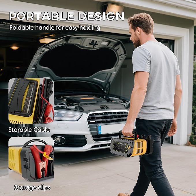 Car Battery Charger Auto-Stop 6V/12V/24V Trickle Charger | Max 26 Amp, Lithium LiFePO4 & Lead-Acid(All Car Battery) Battery Maintainer, Overcharge Protection, Temperature Compensation