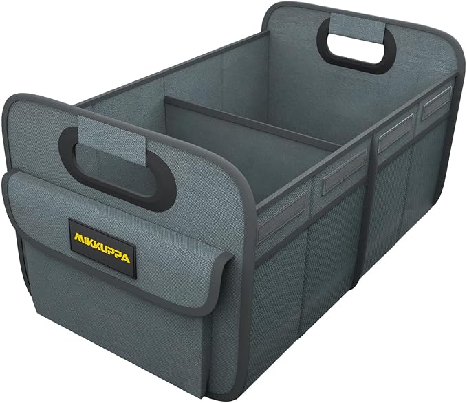 MIKKUPPA Car Trunk Organizer - 75L Collapsible Trunk Organizer with Reinforced Handles for Groceries, Trunk Storage Organizers for SUV Auto Truck Van with Non Slip Bottom (Gray)