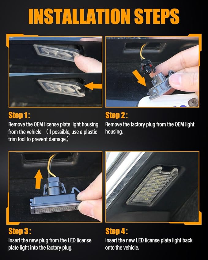 LESAUCE LED License Plate Light for 2014-2022 Jeep Cherokee Compass Patriot, 6000K White, High Brightness & Waterproof Tag Lamp Assembly Replacement, Plug and Play, Pack of 2
