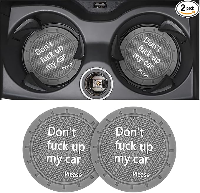 8sanlione 2 Pack Car Cup Holder Coasters, 2.75 Inch Non-Slip PVC Insert Cup Coaster, Anti-Scratch Auto Cup Mats for Women Men, Vehicle Interior Accessories Universal for Car, SUV, Truck (D Gray/2PCS)