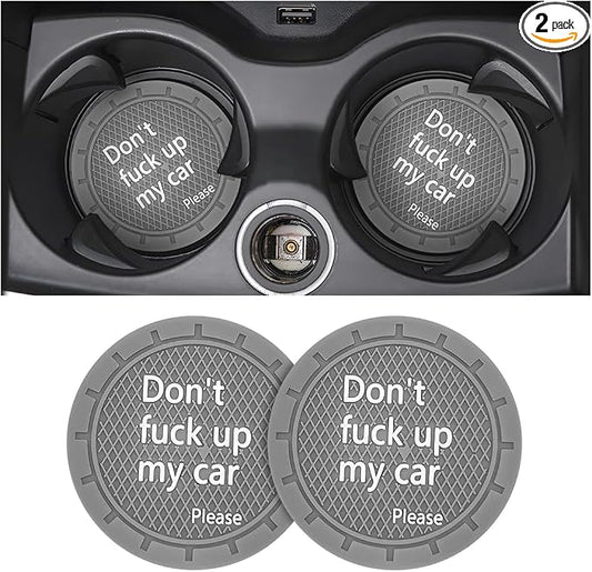 8sanlione 2 Pack Car Cup Holder Coasters, 2.75 Inch Non-Slip PVC Insert Cup Coaster, Anti-Scratch Auto Cup Mats for Women Men, Vehicle Interior Accessories Universal for Car, SUV, Truck (D Gray/2PCS)
