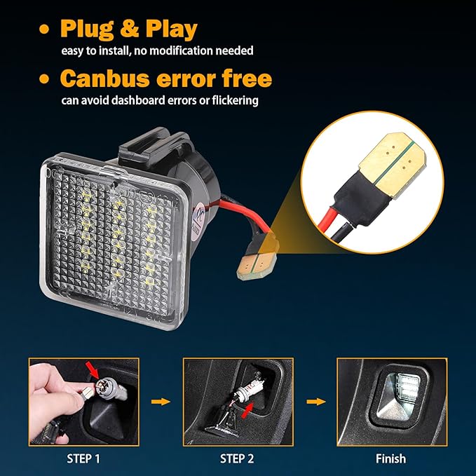 KanSmart LED License Plate Light for Toyota Tacoma 2016-2023 Tundra 6000K | 6000K LED, IP65 waterproof, for 3rd gen Tacoma rear tag lamp assembly, for 2014-2021 Tundra, durable ABS, easy plug & play