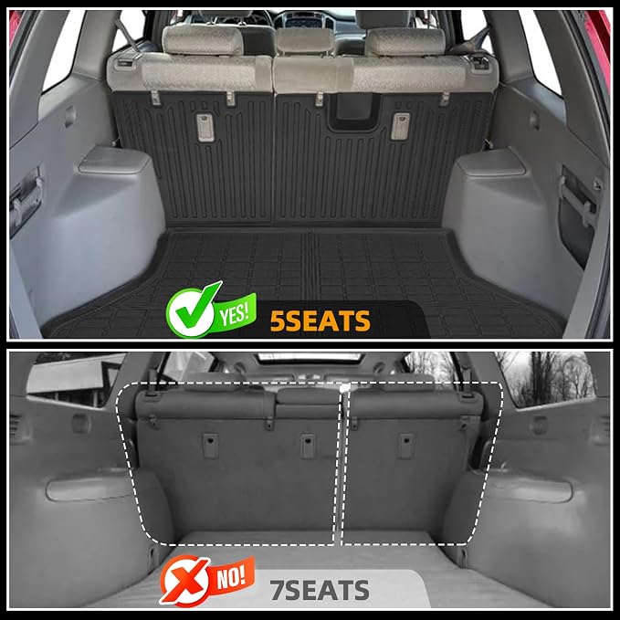 Floor Mats for Toyota Highlander 2001-2007, NOT for with 3rd Row or Hybrid | ONLY 5seats, Floor Mats for Highlander Base Limited Sport,TPE Floor Liners&Seatback Mat&Cargo Liner