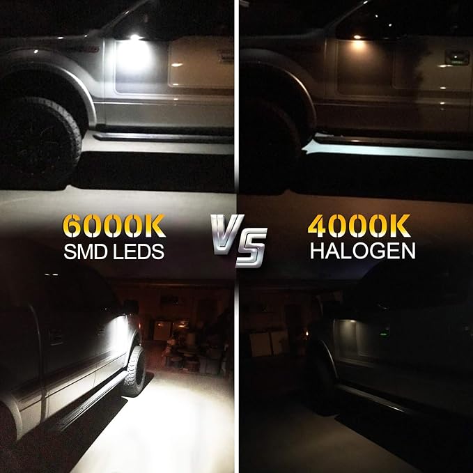 Side Mirror Puddle Light LED Lamp Compatible with Ford F150 Explorer Edge Expedition Flex Fusion Taurus X, 6000K White, 2-Pieces