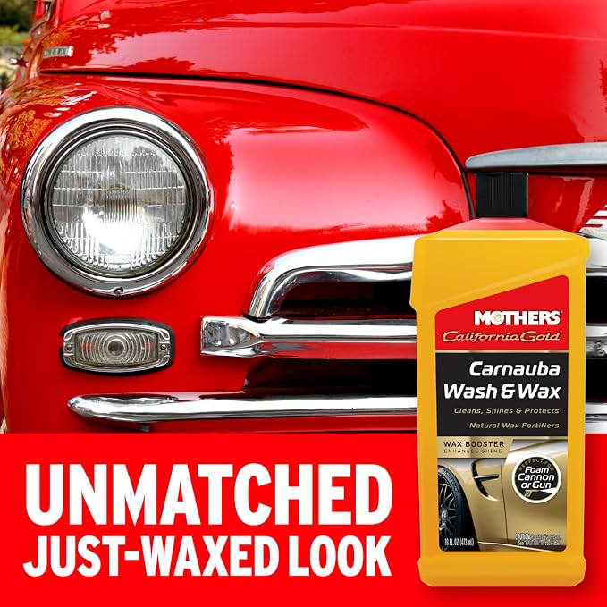 Mothers California Gold Carnauba Wash & Wax, 16 oz. (05676) | Cleans, Shines & Protects, Gentle, pH Balanced, Ultra-Sudsy, Spot-Free, Brilliant Finish, Won't Strip Wax or Ceramic