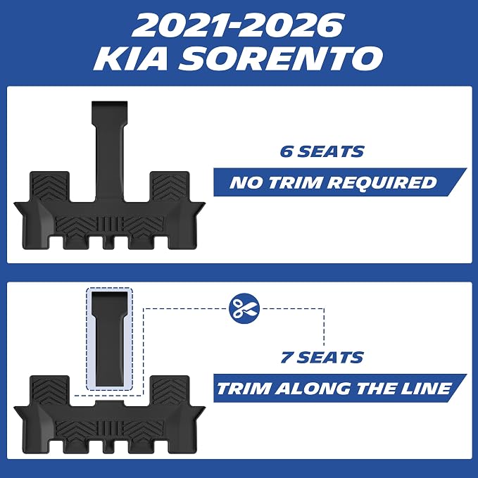 Michelin Vehicle Mats, Premier Series All-Weather TPE Custom Fit Liner for 2021-2026 Kia Sorento Gas 6 & 7 Seats Floor Mats (5 Piece)