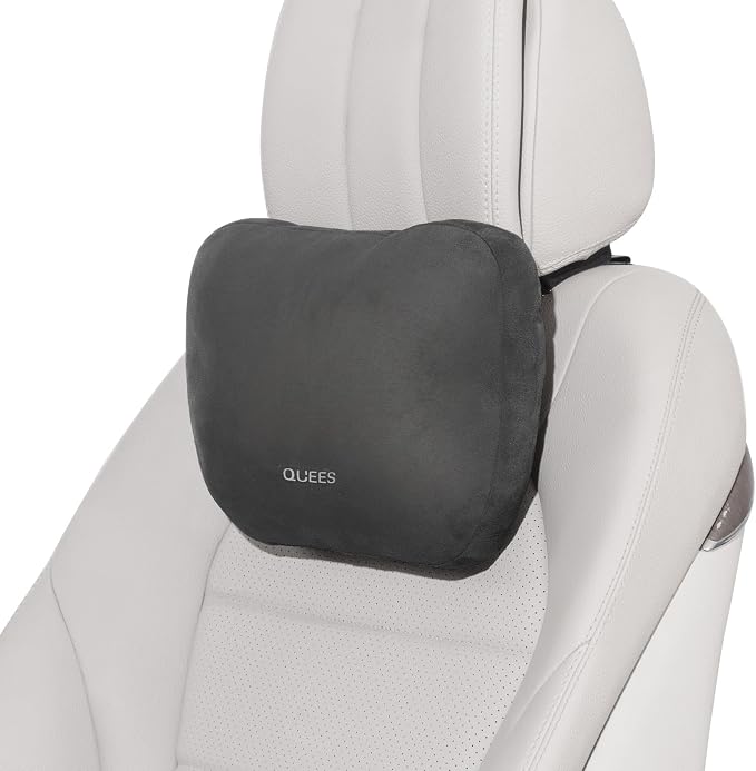 BEBAS Car Headrest Pillow, Comfy Car Neck Pillow for Driving Seat, Universal Neck Support Pillow with Adjustable Strap & Removable Washable Cover, Headrest Cushion for Pain Relief(Black, 1 Pack)