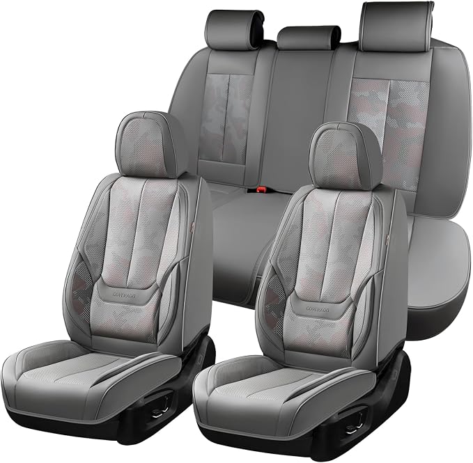Coverado Car Seat Covers, Seat Covers for Cars, Waterproof Leather Auto Seat Protectors, Leather Car Seat Cushion, Car Interiors Accessories Universal Fit for Most Cars